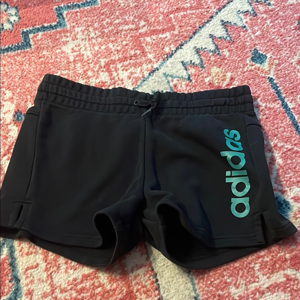 Adidas Women's Black and Teal Athletic Shorts